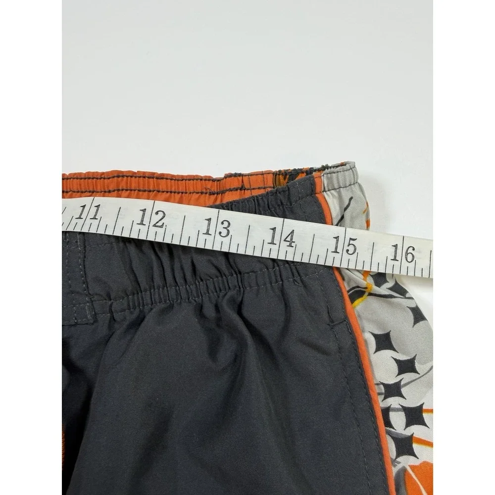 Nike Swim Shorts Mens Large Gray Orange Floral Swoosh  Beach Board Trunks Y2K
